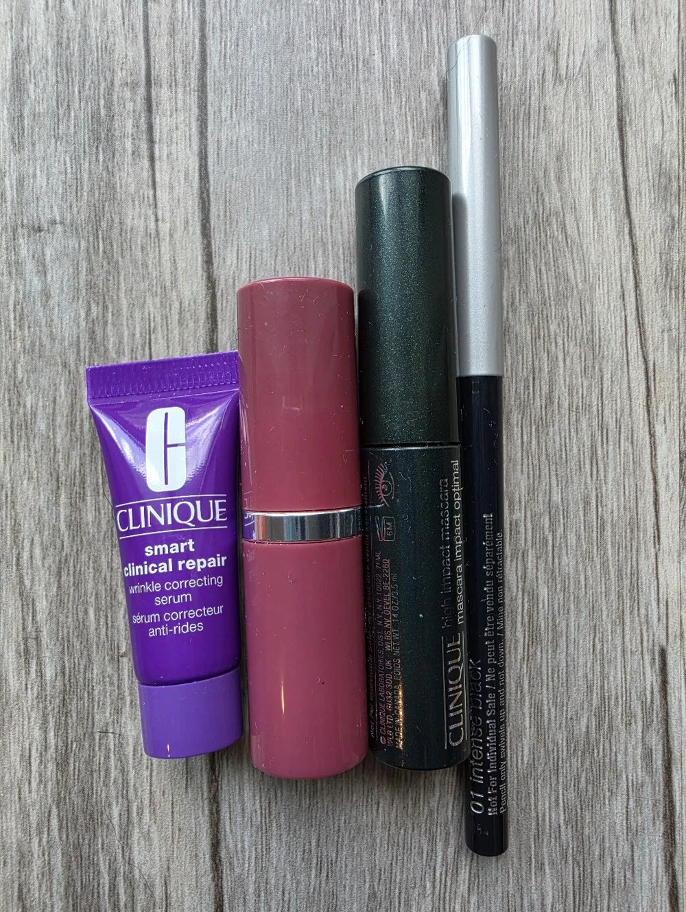 Clinique 13 Love Pop Lipstick + Black Mascara + Intense Black Eyeliner + Serum